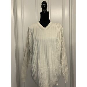 Cream Greg Norman V-neck Sweater Size L Long Sleeve